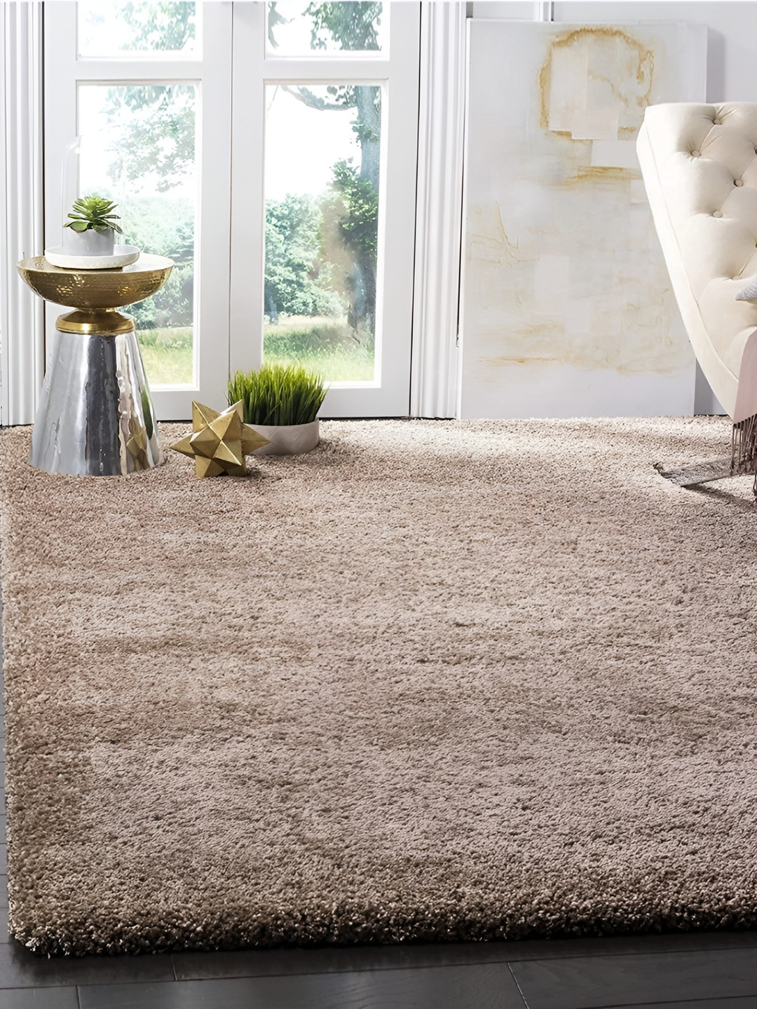 Asad Emporium Rugs Beige Solid Anti-Skid Carpet