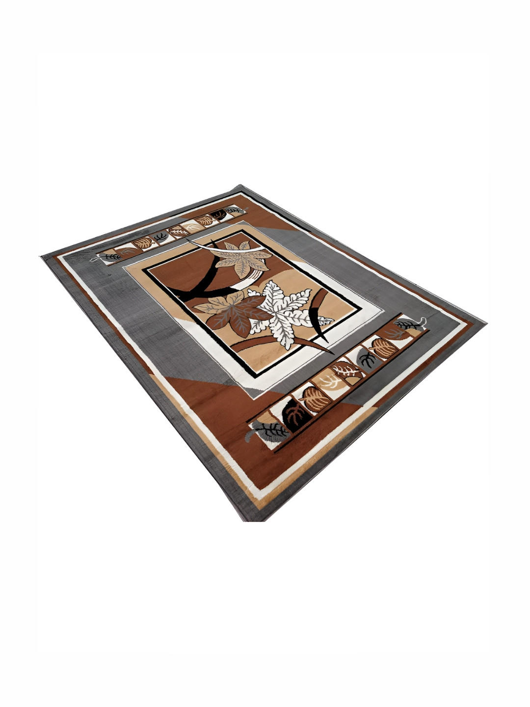 Asad Emporium Rugs Grey &White Floral Anti-Skid Carpet