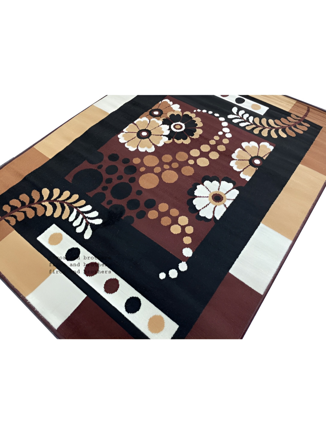 Asad Emporium Rugs Brown& Black Floral Anti-Skid  Carpet