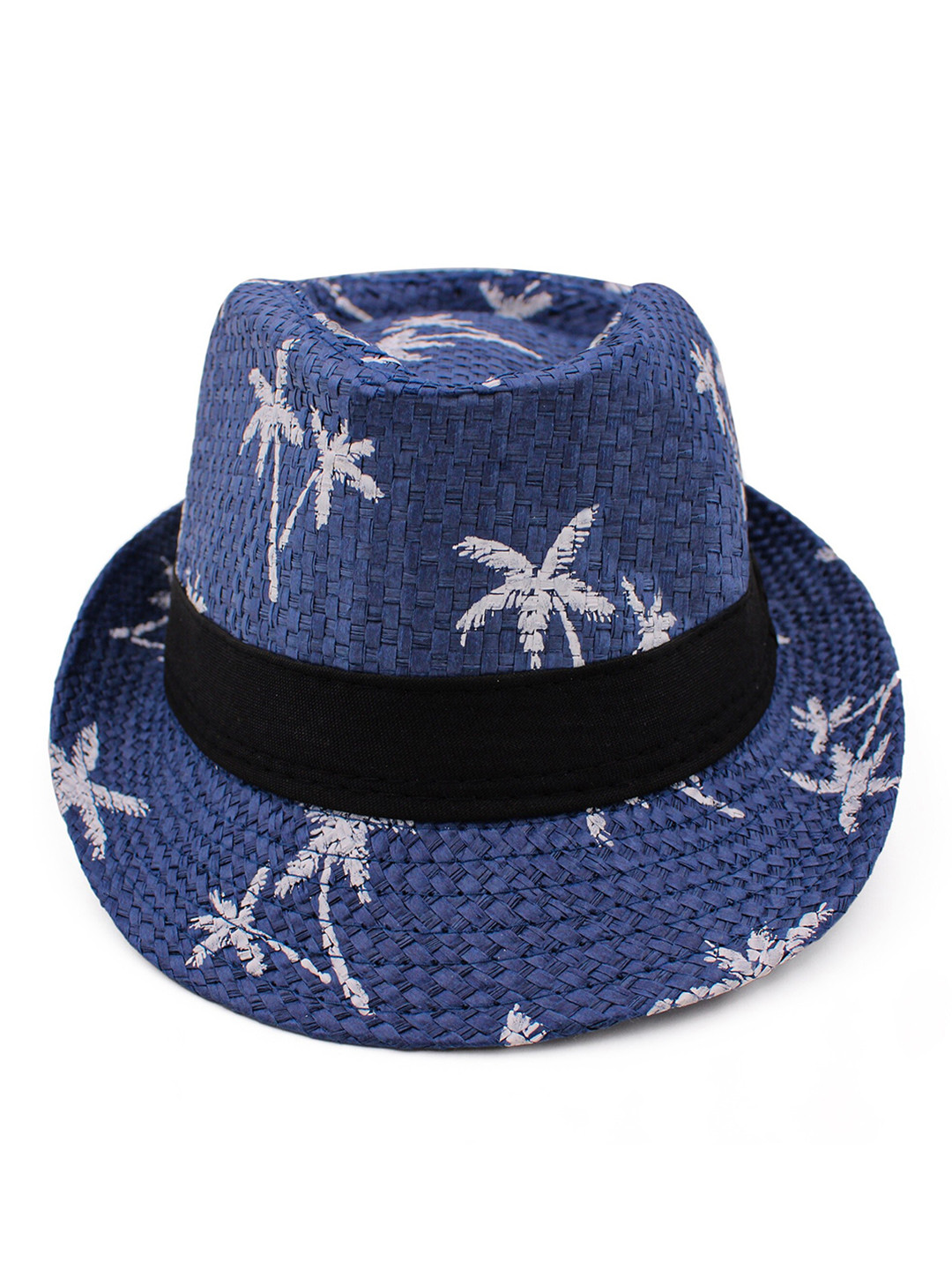 JENNA Kids Tropical Printed Basket Weave Fedora Hat