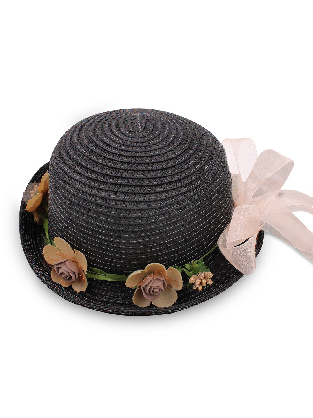 JENNA Kids Striped Floral Applique & Bow Bucket Hat