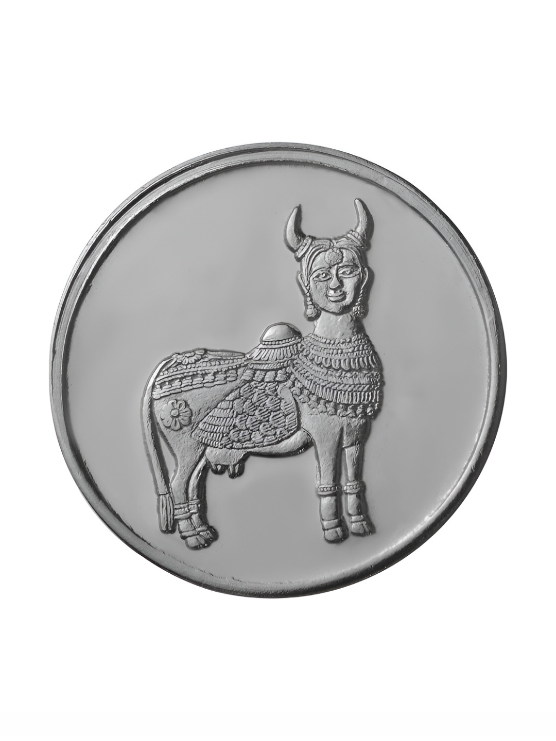 Pray Everyday Silver-Plated 7 Pieces Kamadhenu Coin Pooja Essentials