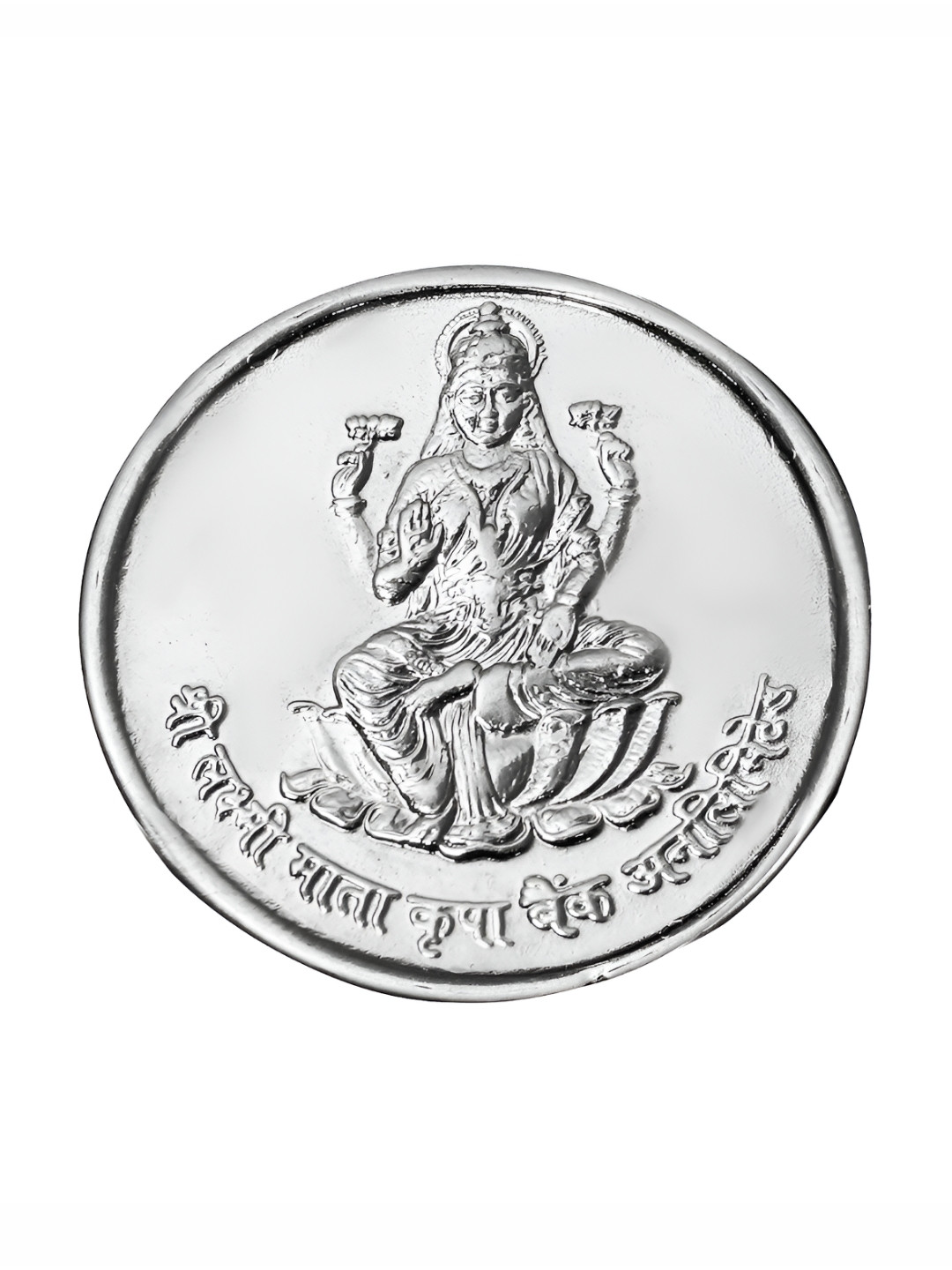 Pray Everyday Silver Plated Laxmi Coin With Sri Suktam