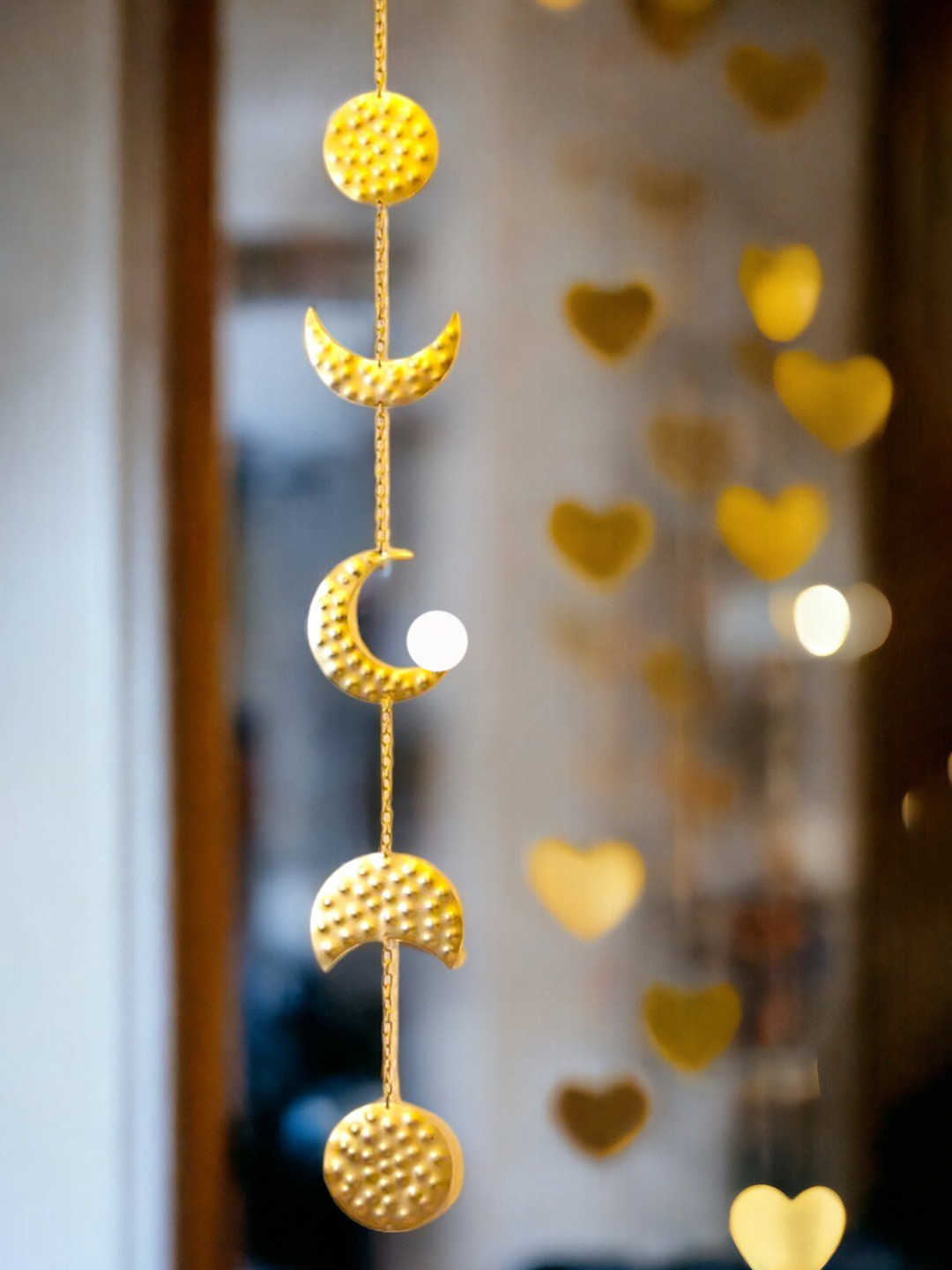 BS AMOR Boho Chic Moon Metal Glossy Hanging Hall Wall Hangings-31.5In