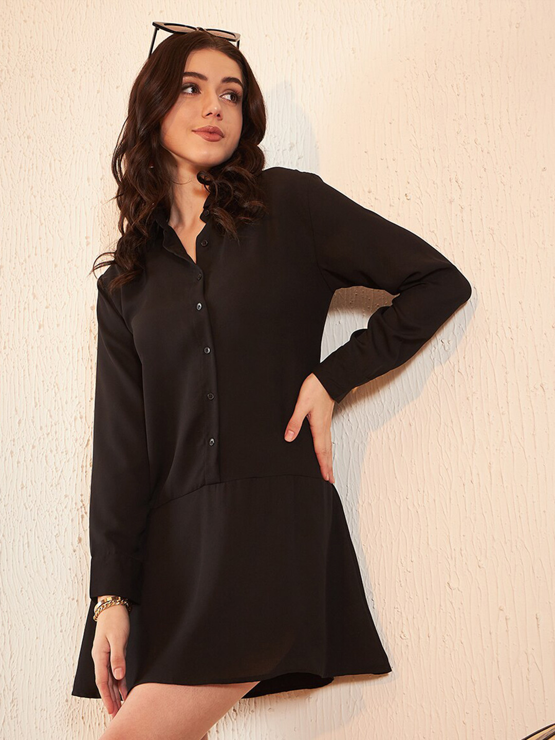 DENNISON Shirt Collar Shirt Mini Dress