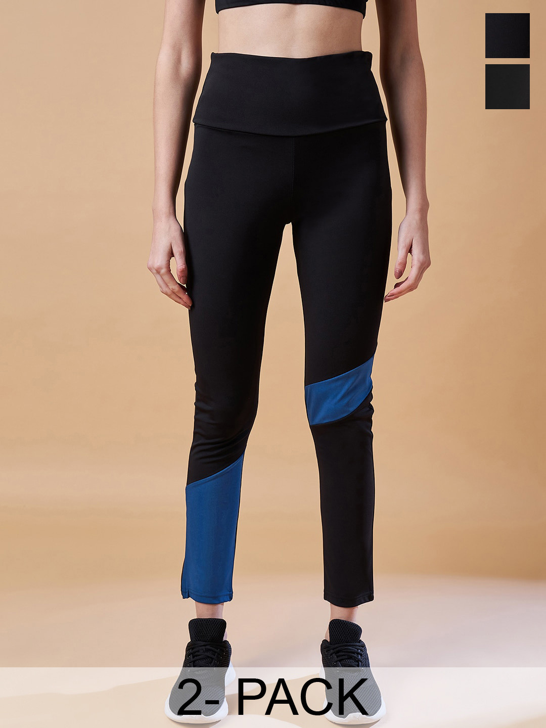 COLOR CAPITAL Pack Of 2 Striped Ankle Length Tights
