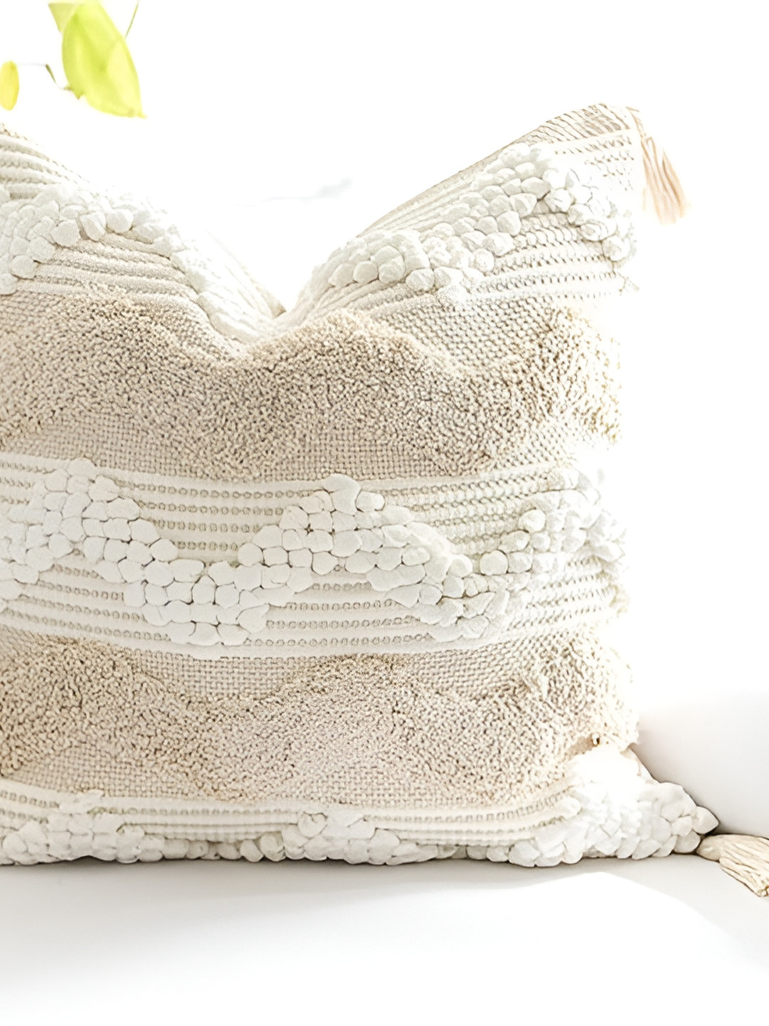 Textile and Beyond Chevron Cotton 3 Pcs Embroidered Square Cushion Covers - 16 x 16 In