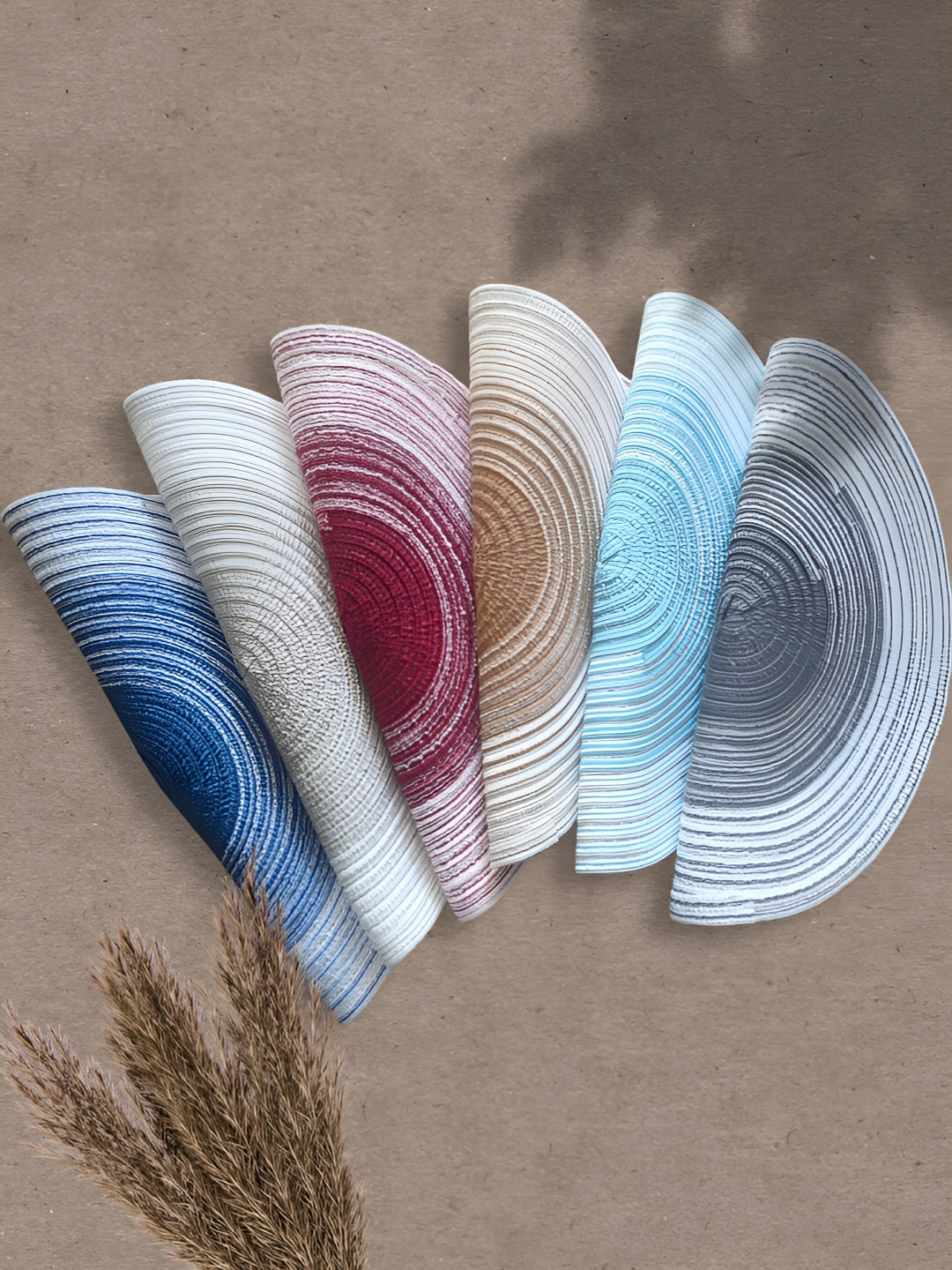 YELONA Grey & Blue 6 Pieces Striped Non Slip Cotton Table Placemats