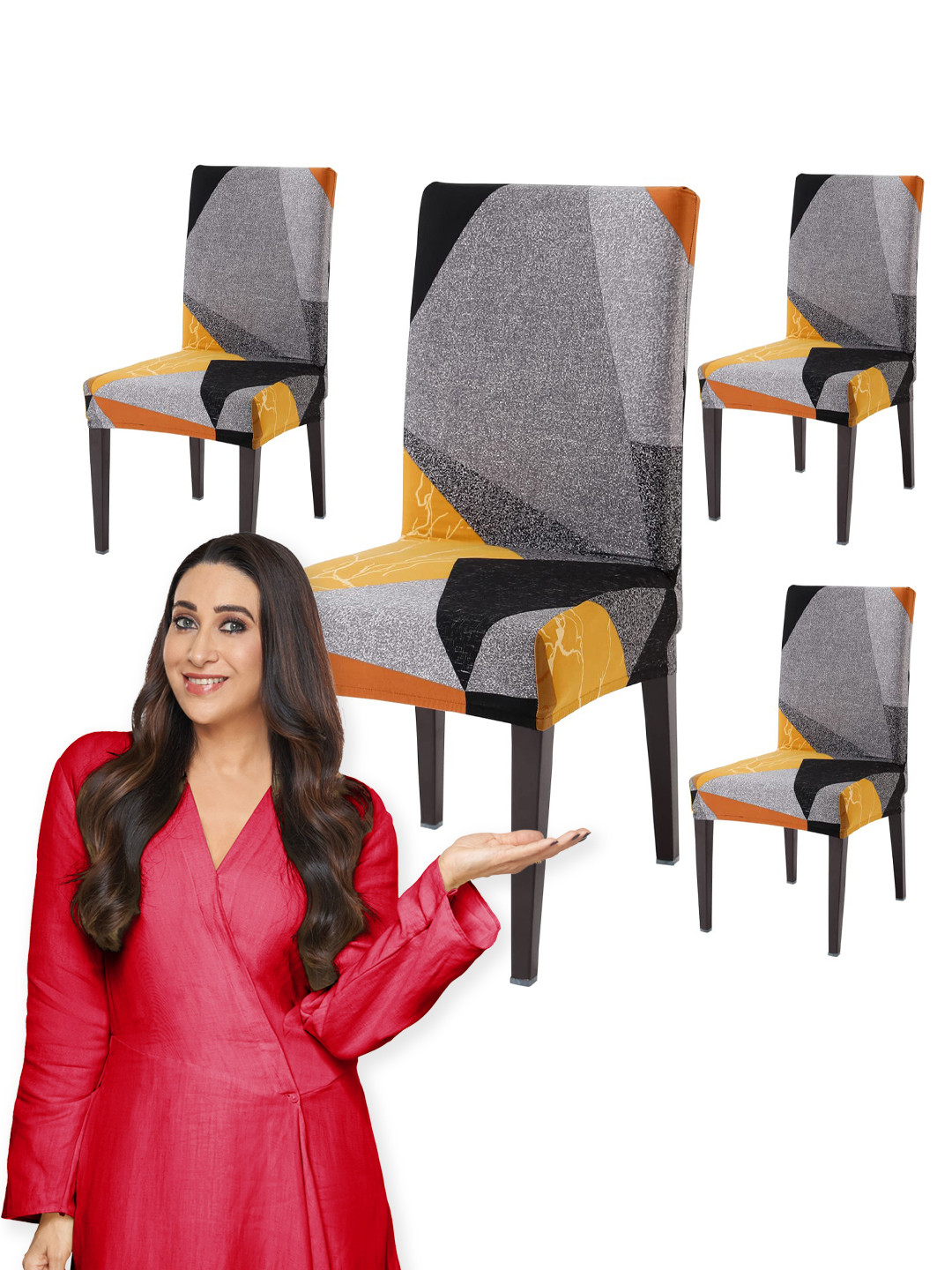 HOKIPO 4 Pieces Printed Stretchable Table Chair Covers