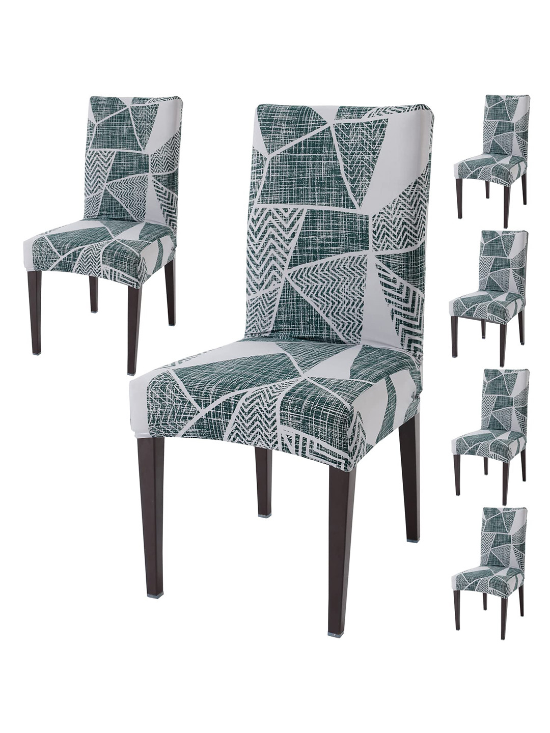 HOKIPO Grey 6 Pieces Stretchable Elastic Table Chair Covers