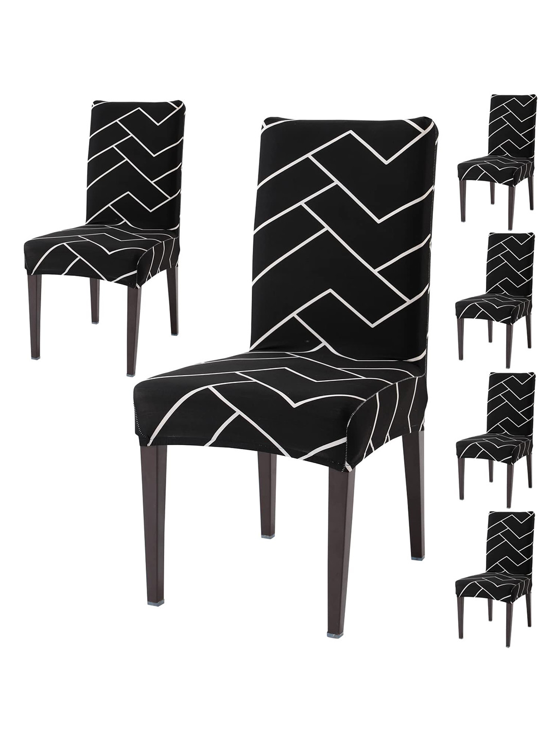 HOKIPO 6 Pieces Printed Stretchable Dining Chair Covers