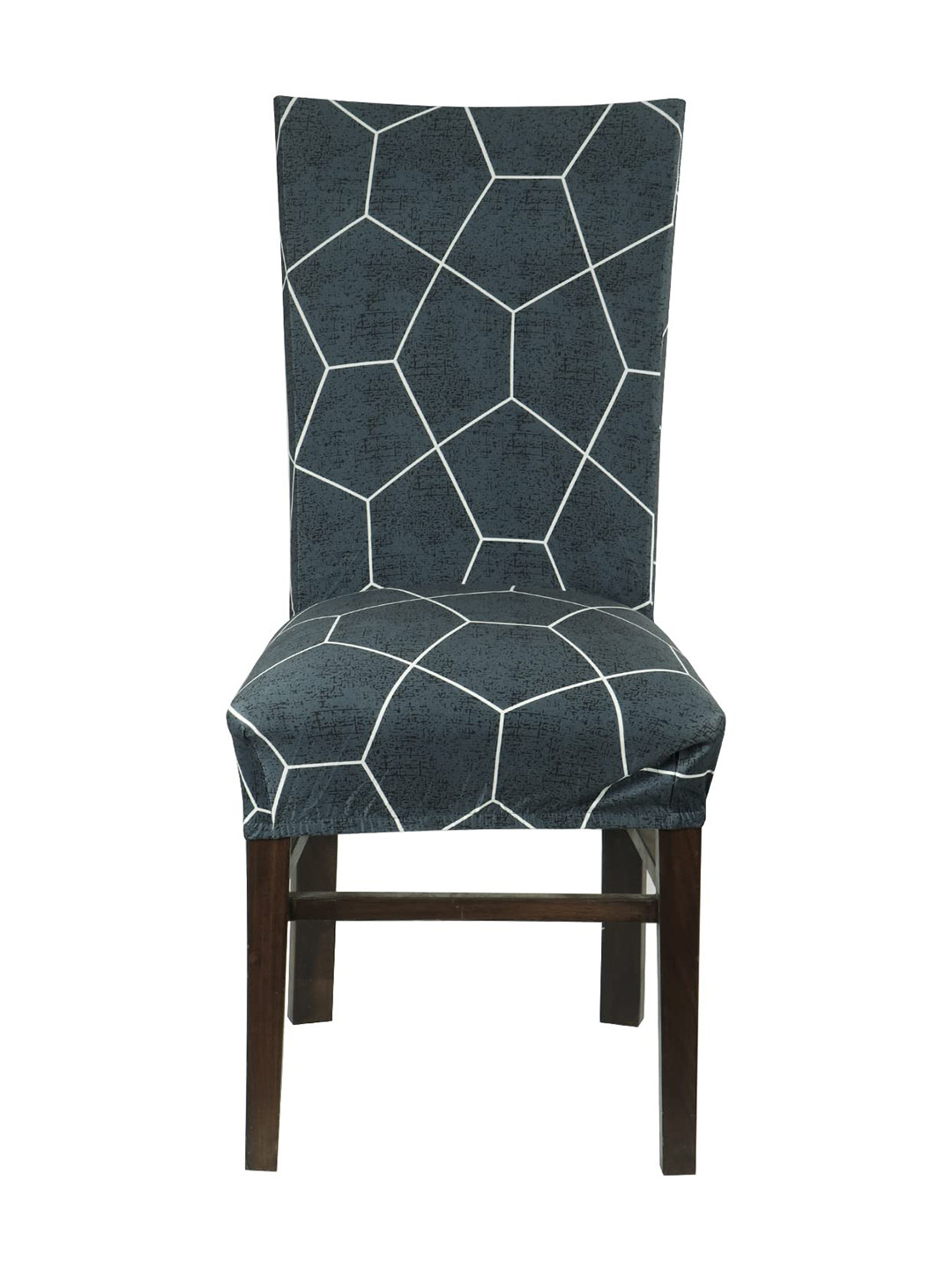 HOKIPO Grey & White Printed Stretchable Elastic Chair Covers