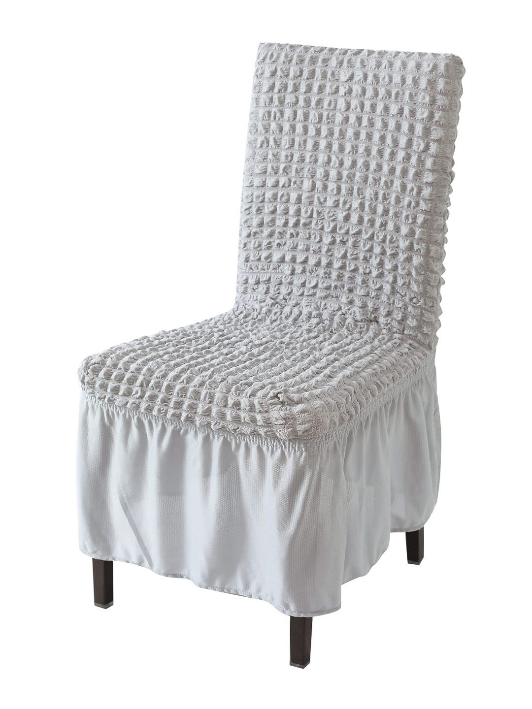 HOKIPO Grey Bubble Frill  Stretchable Chair Cover