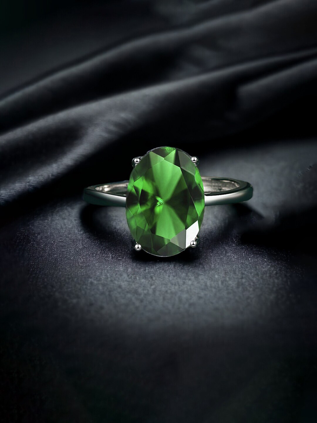 Designs & You Silver-Plated CZ Stone-Studded Adjustable Brass Finger Ring
