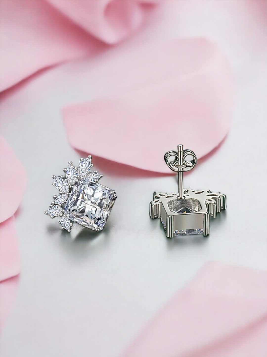 Designs & You Silver Plated Cubic Zirconia Stud Earrings