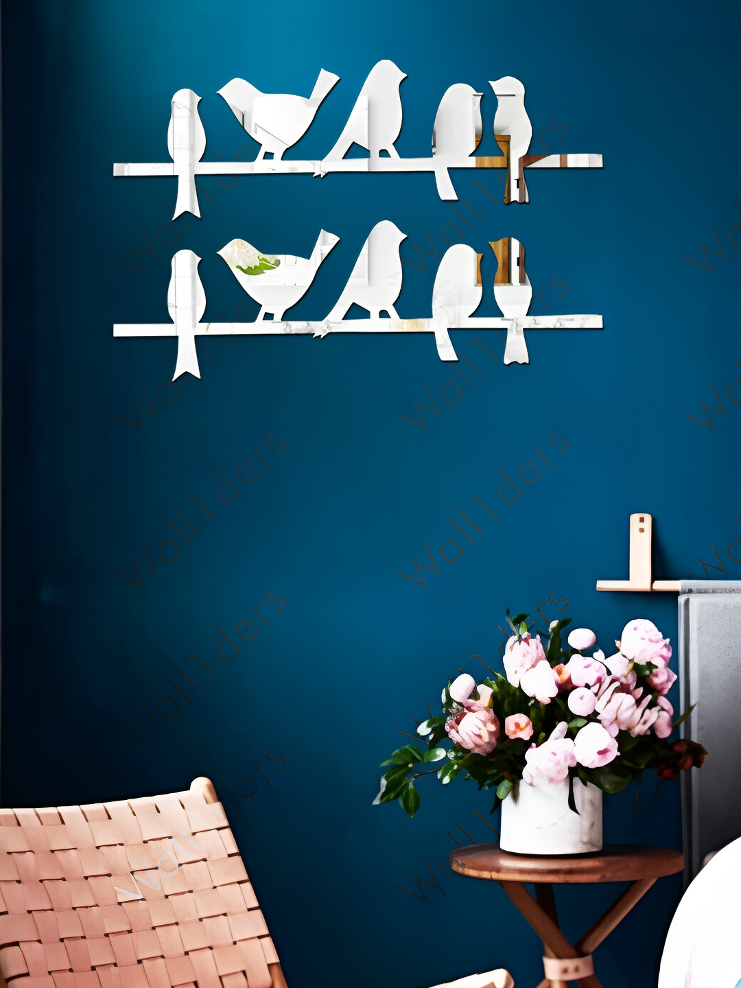Wall1ders 4 Pieces White Bird Mirror Wall Stickers