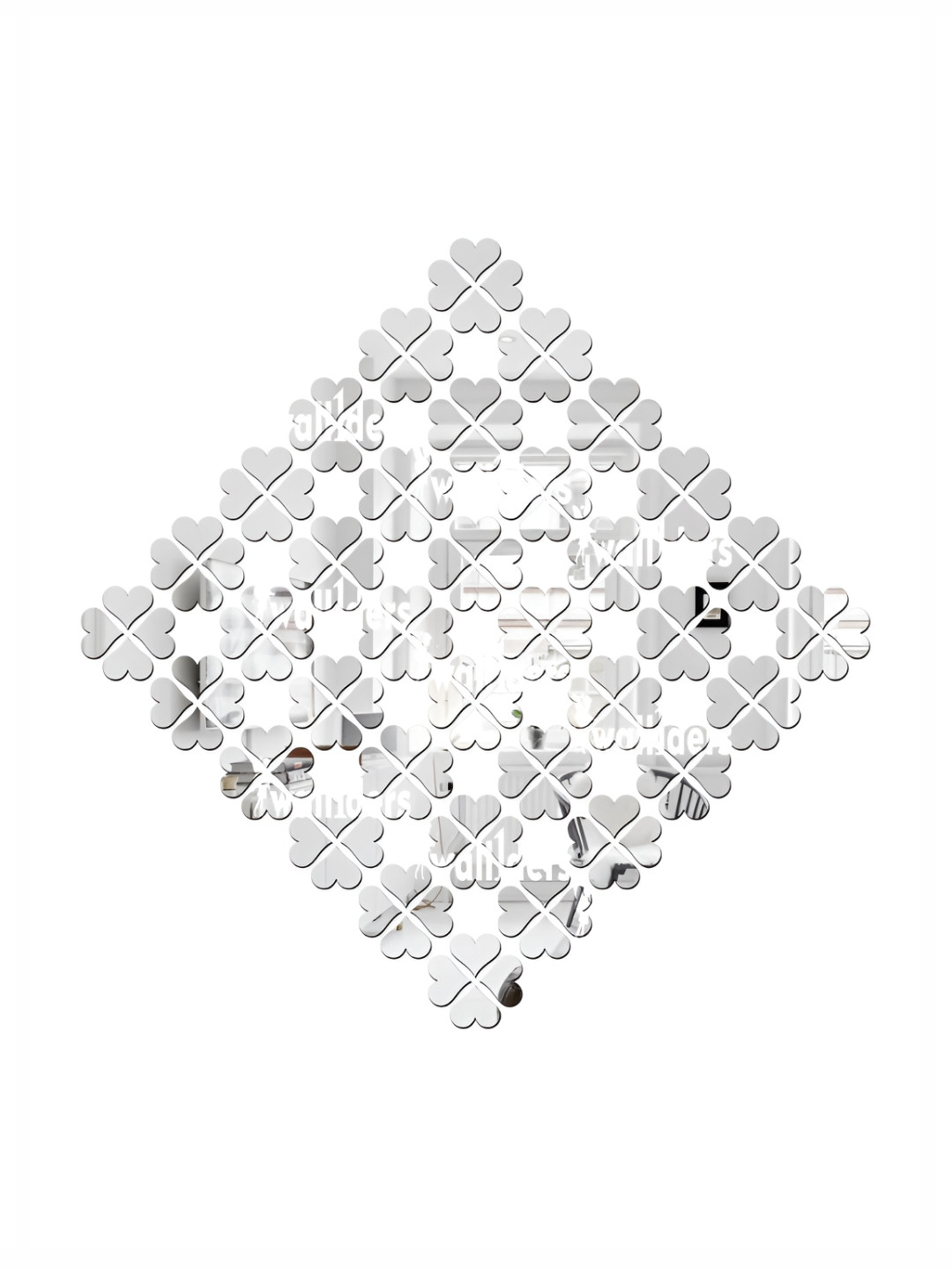 Wall1ders Silver Toned 100 Pieces Heart Shaped Mirror Wall Stickers