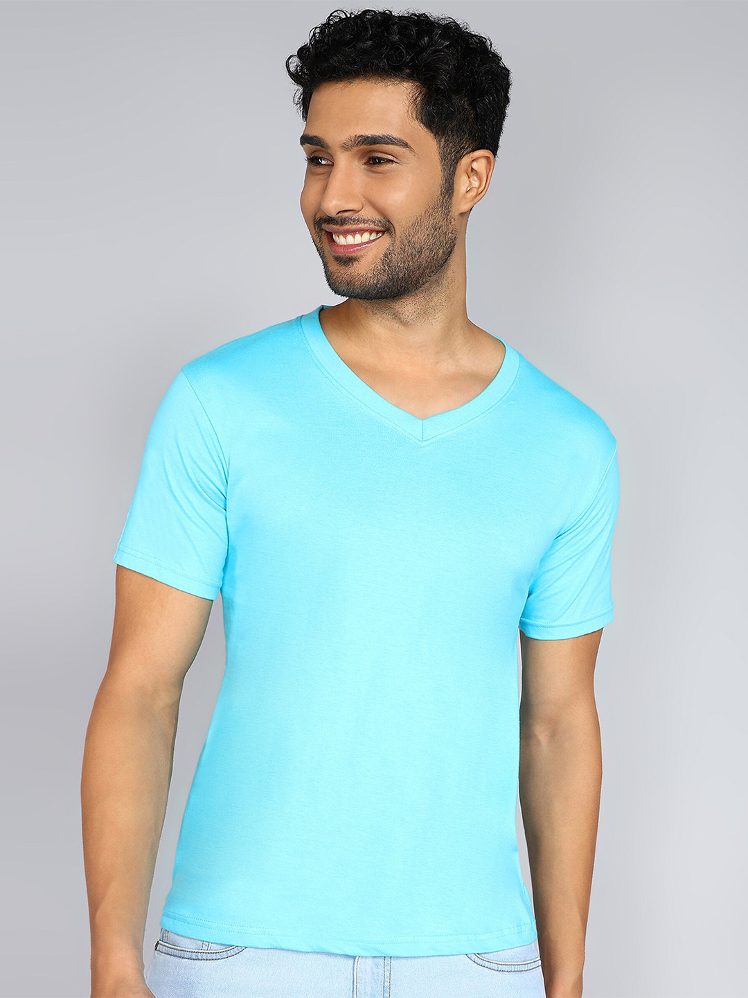 Fleximaa V-Neck Short Sleeves Pure Cotton T-shirt
