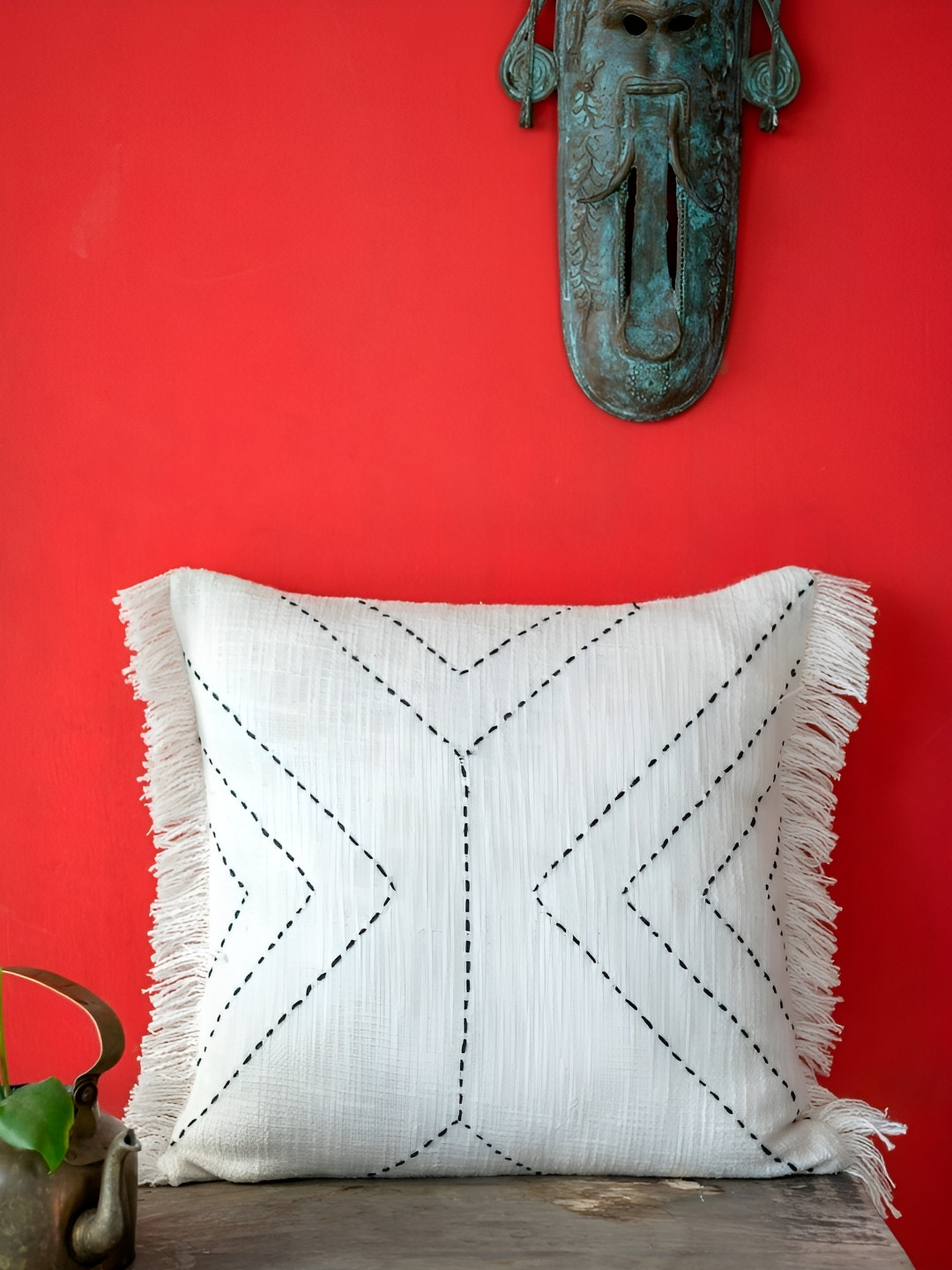 ABSTRACT INDIA White Cotton Square Cushion Covers