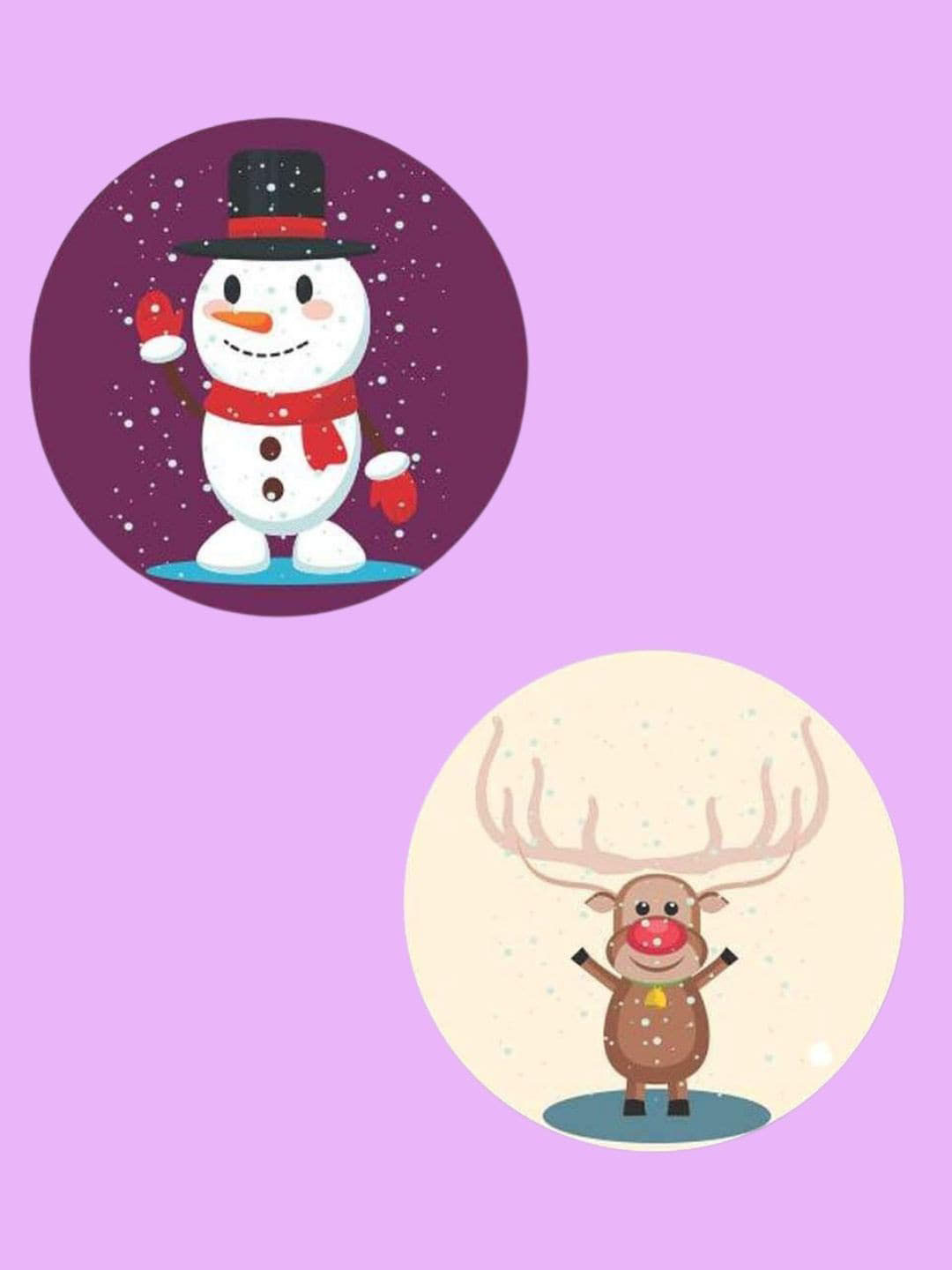 THEYAYACAFE Pink & Beige 4 Pieces Xmas Icon Printed Acrylic Table Coasters