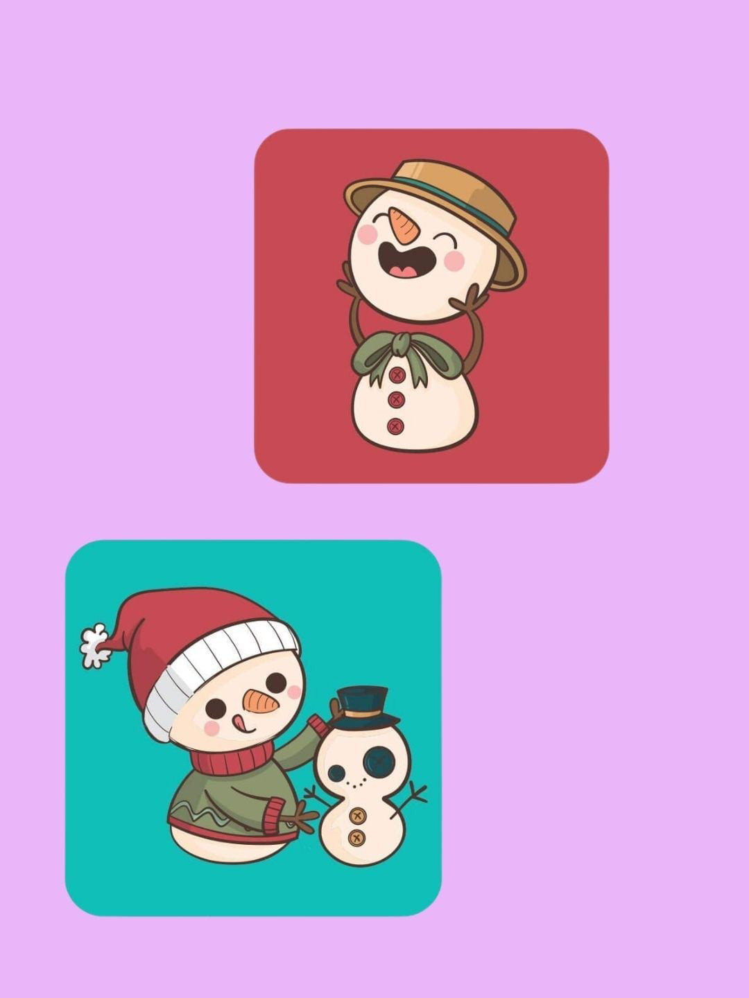 THEYAYACAFE  Red & Green 4 Pieces Marry Christmas Printed Acrylic Table Coasters