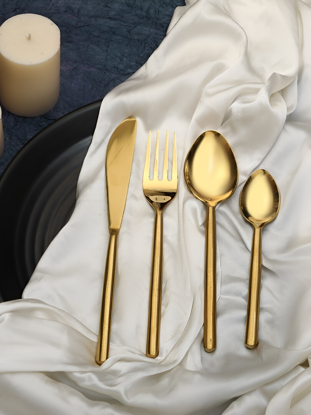 Decor de Maison Radiant Reflections Gold Toned 24 Pieces Stainless Steel Cutlery Set