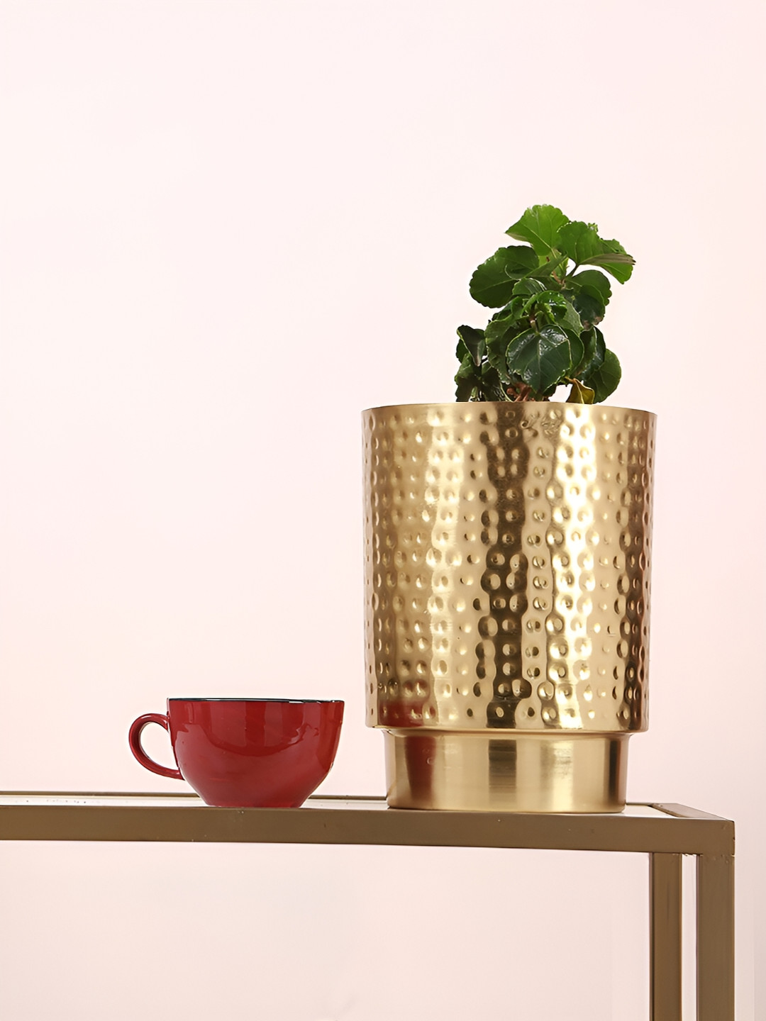 Manor House Gold-Tone Textured Jimmy Table Planter
