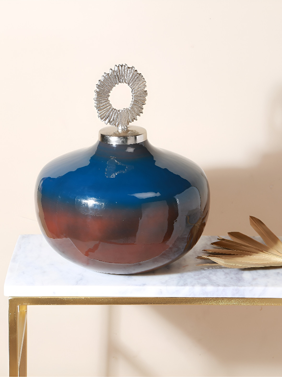 Manor House Brince Blue Metal Metallic Living Room Medium Showpiece - 11.7 Inches