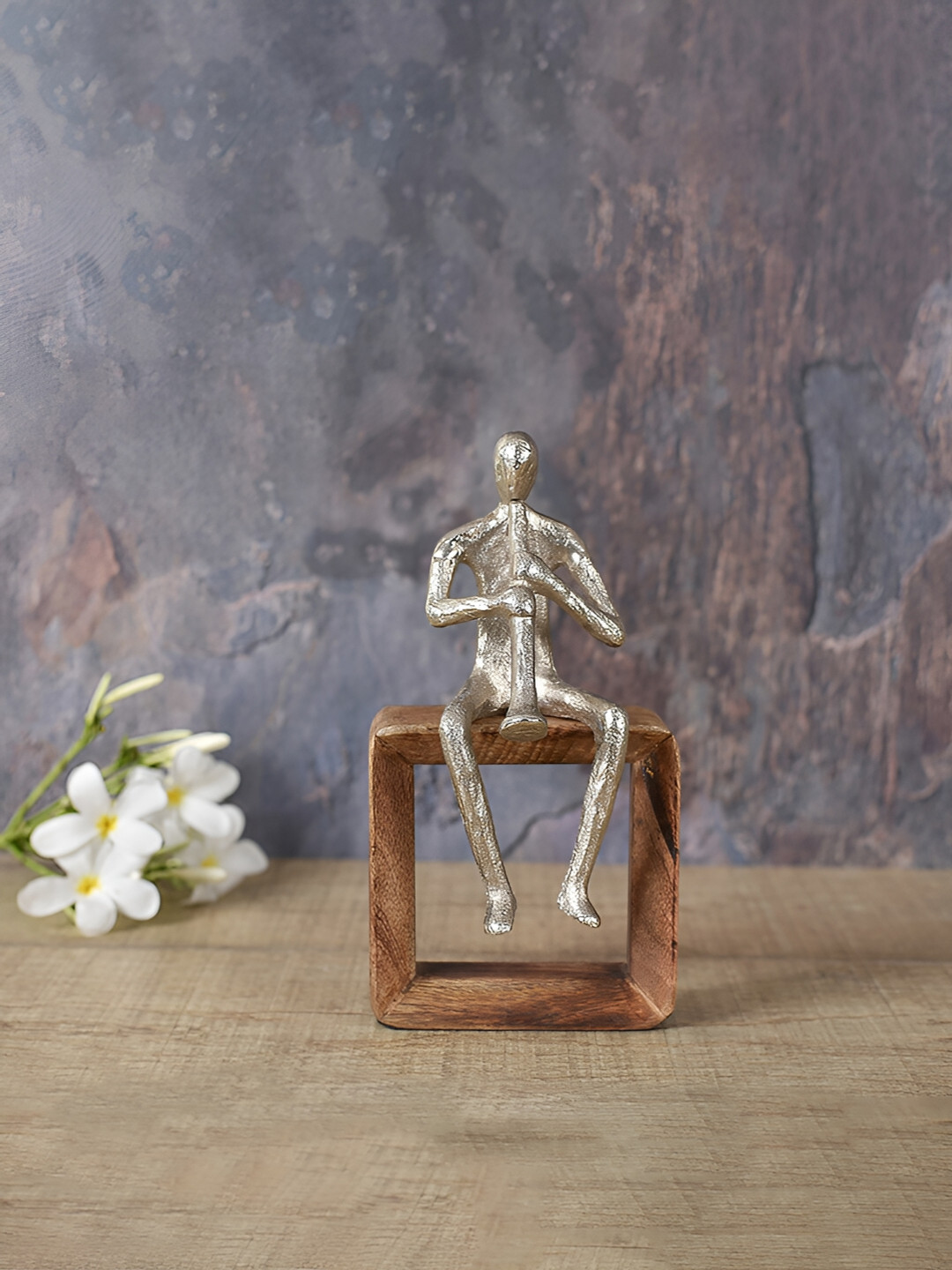 Manor House The People Musician Playing Trumpet Silver Metal Metallic Living Room Music Medium Showpiece - 9.5 Inches