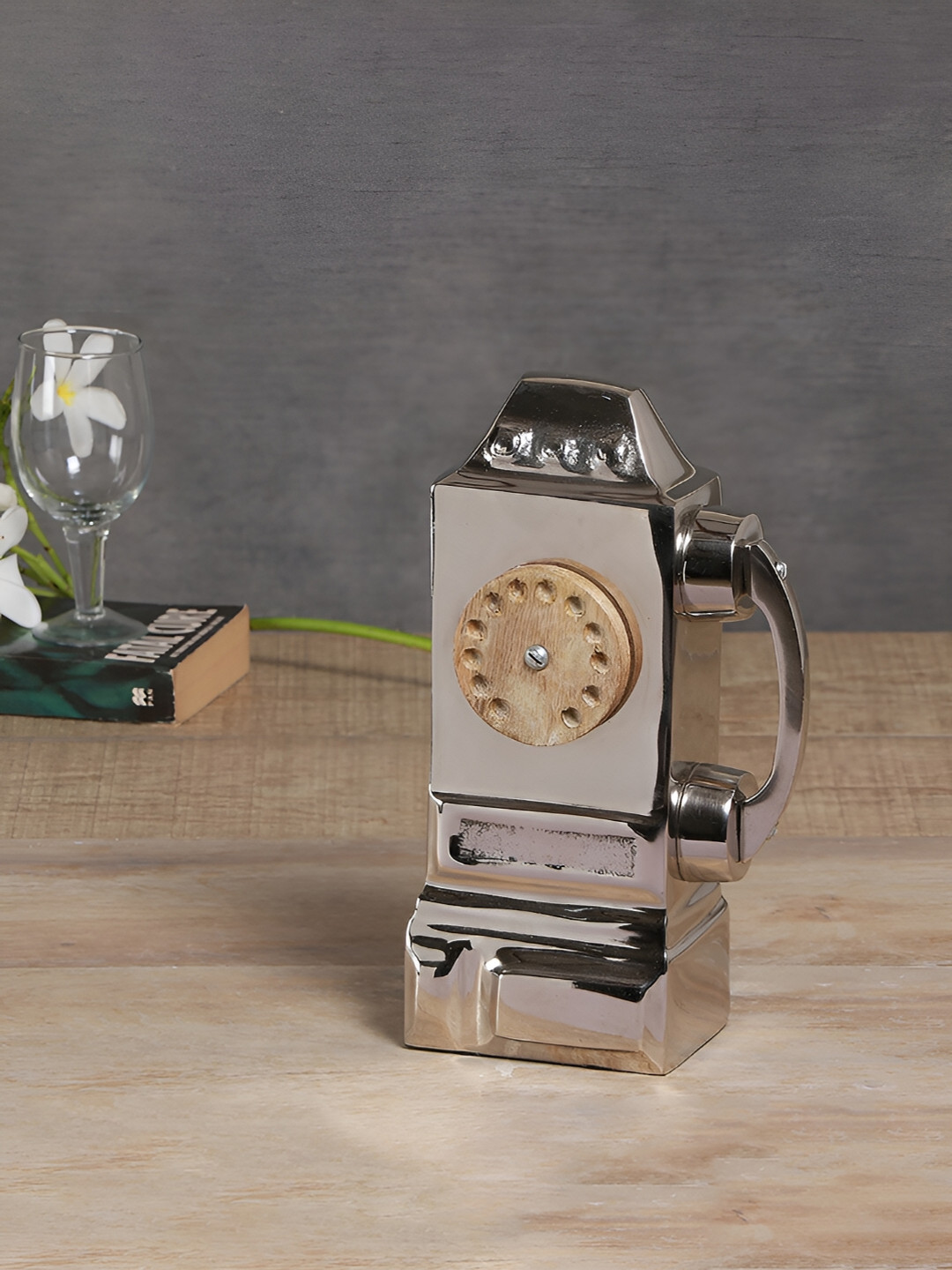 Manor House Telephone Silver Metal Metallic Living Room Medium Showpiece - 10.3 Inches