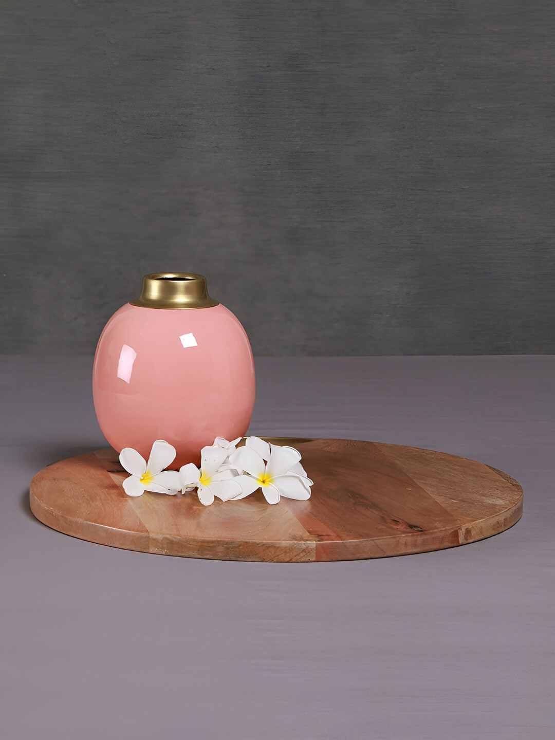 Manor House Mayur Pink & Gold Toned Round Shaped Vase