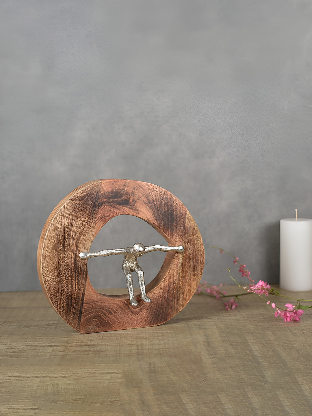 Manor House The People Man Stretching Boundry Silver Metal Metallic Living Room Medium Showpiece - 11.9 Inches