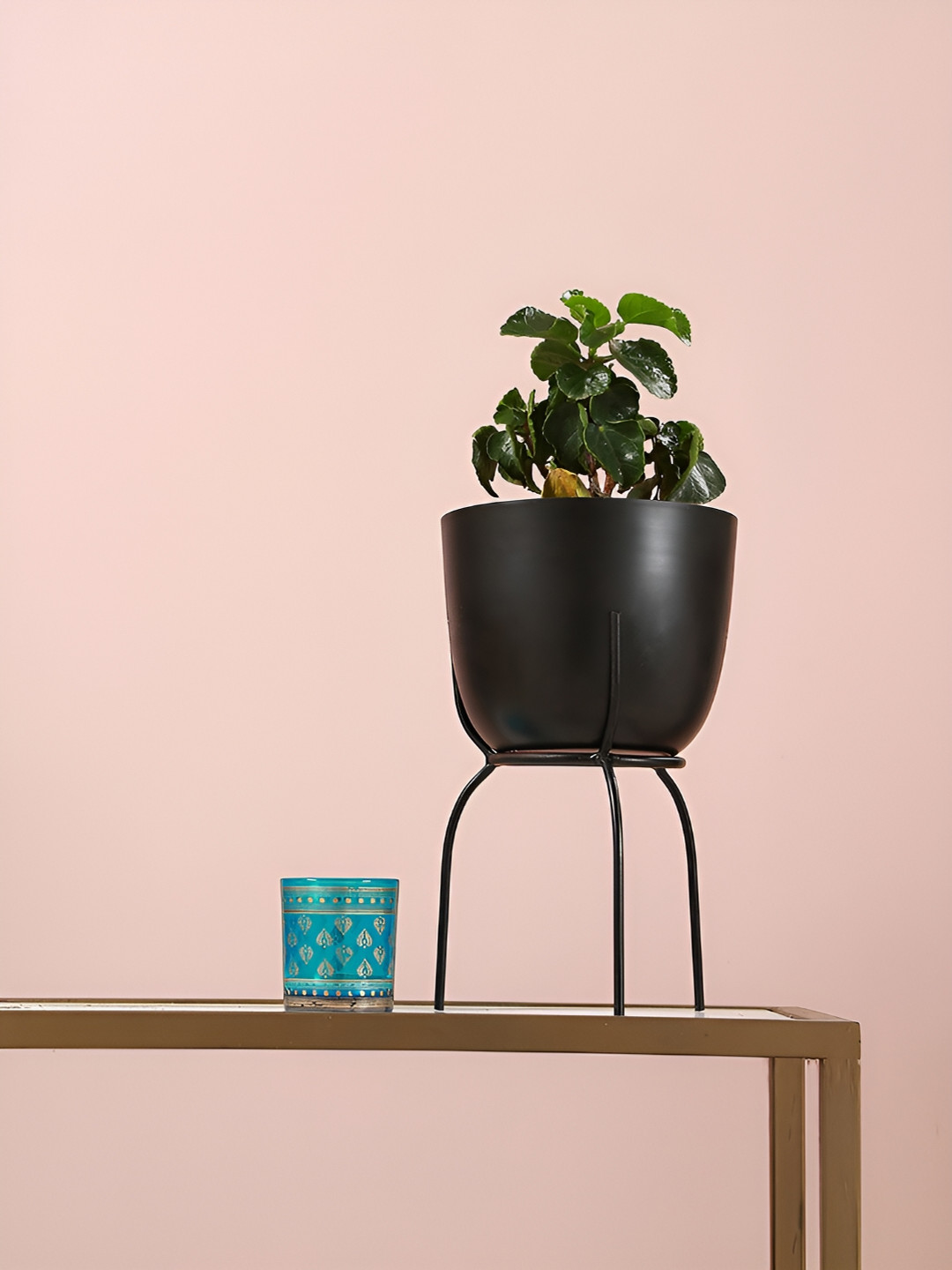 Manor House Black Metal Planter With Stand