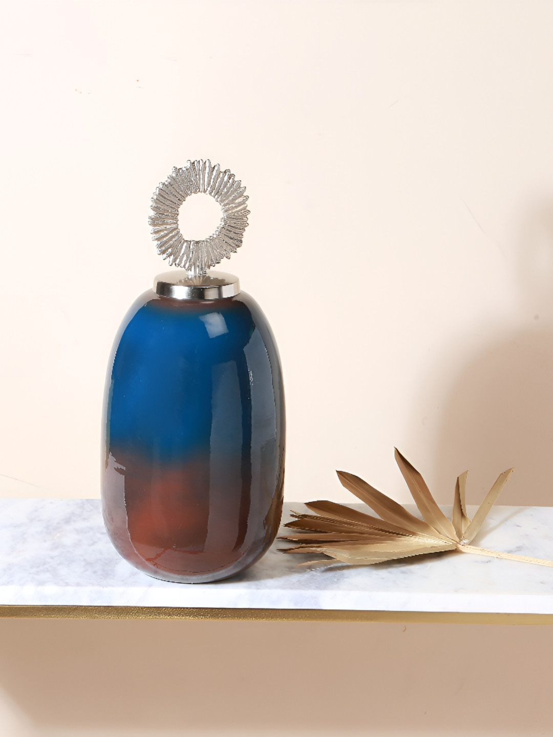 Manor House Blue Metal Metallic Living Room Medium Showpiece - 13.3 Inches