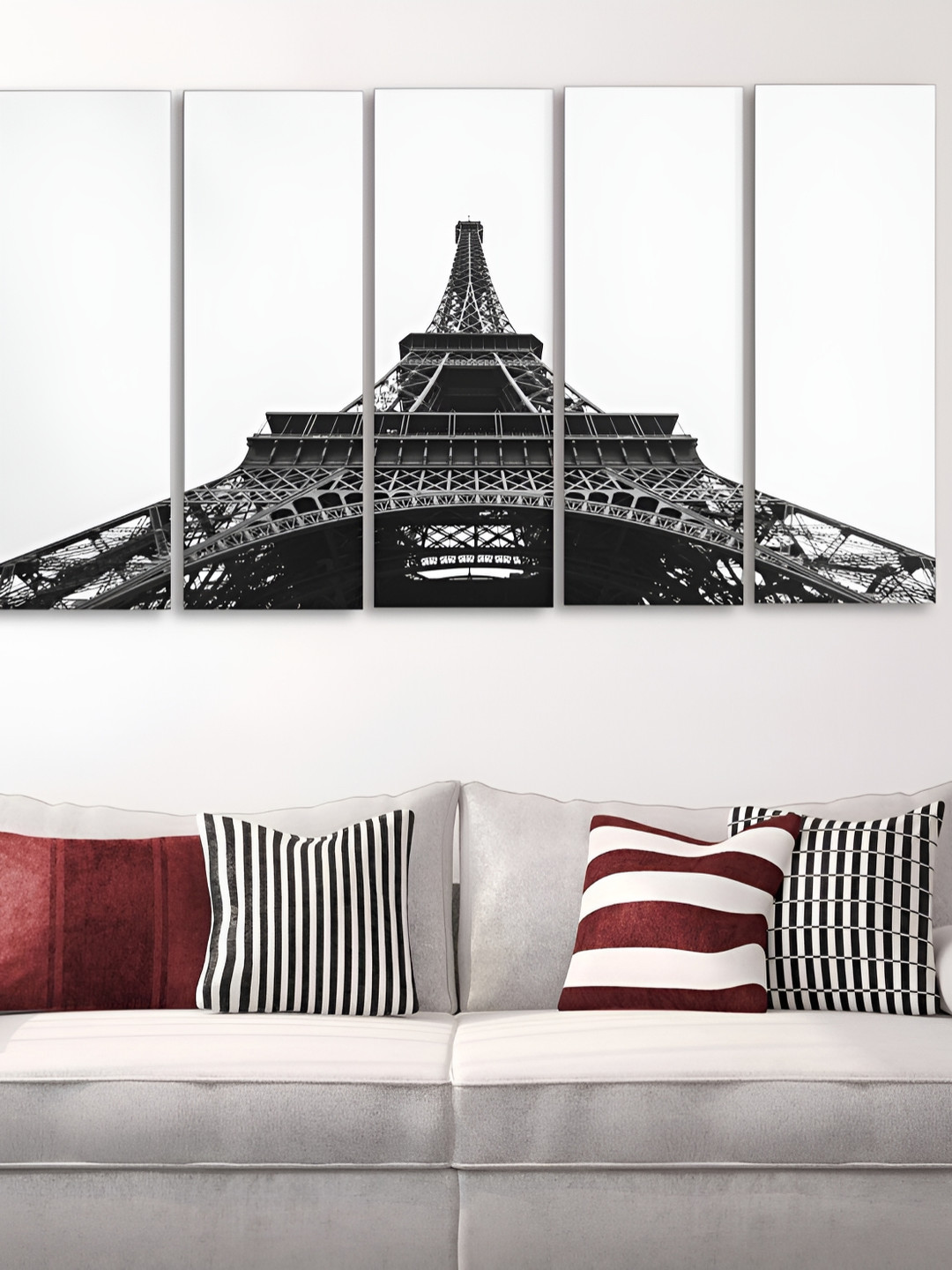 Casperme Black Wood 5 Pcs Wall Living Room Rectangle Paintings Wall Art -1.21 x 30In
