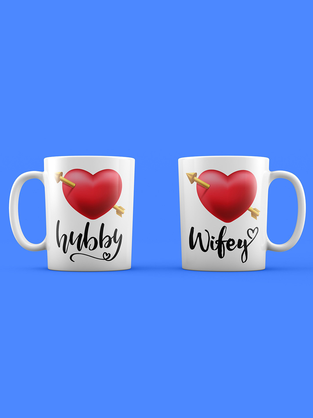 Home Decor Expert Studio Pottery White Typography Ceramic Microwave Safe 2 Piece Mugs-300ml