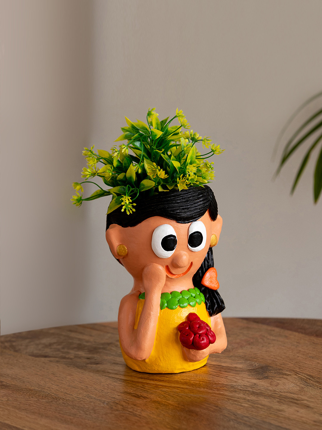 ExclusiveLane Yellow Shy Maiden Terracotta Table Planter Flower Pot