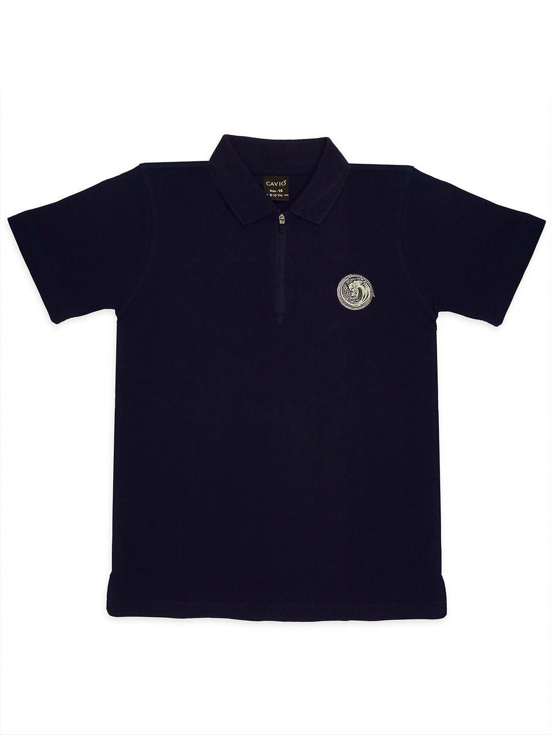 CAVIO Boys Polo Collar Pure Cotton Applique T-shirt