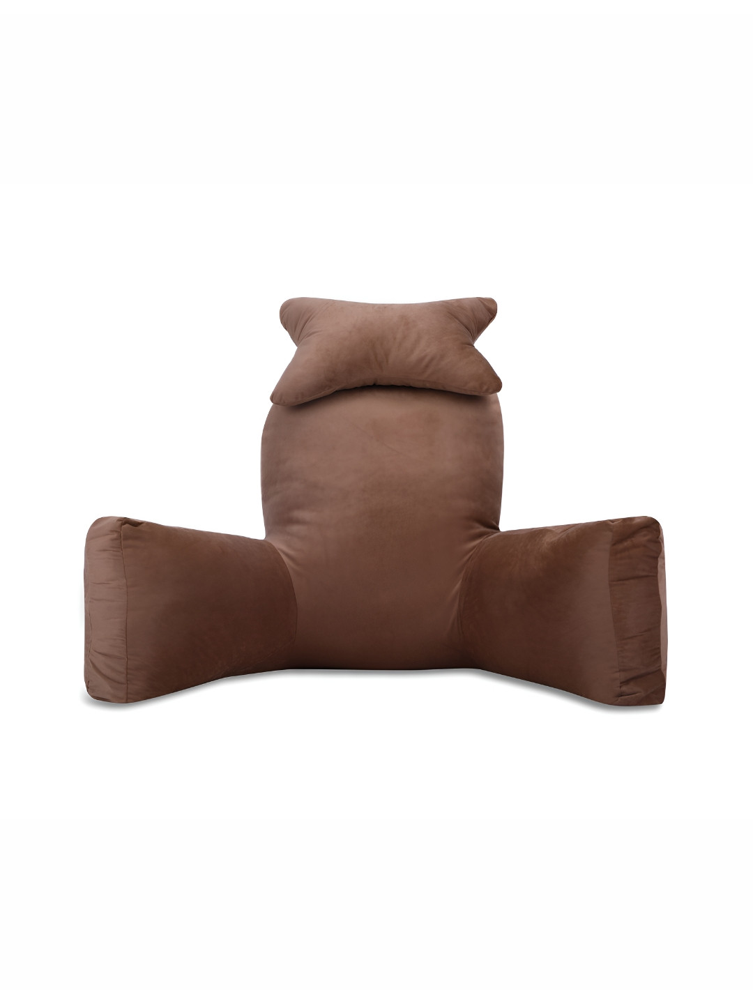 Dormyo Bear Hug Brown Solid Faux Velvet Breathable Medium Fibre Therapedic Pillow-28 x 28 x 61 cm