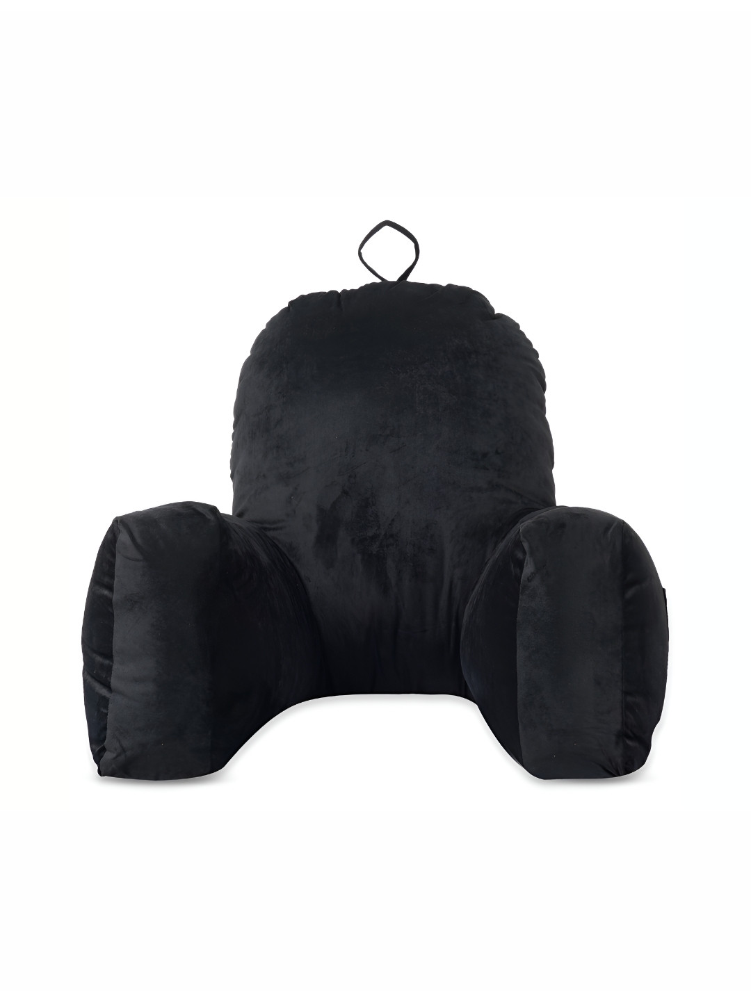 Dormyo Bear Hug Black Solid Faux Velvet Breathable Medium Fibre Therapedic Pillow-28 x 28 x 45.72 cm
