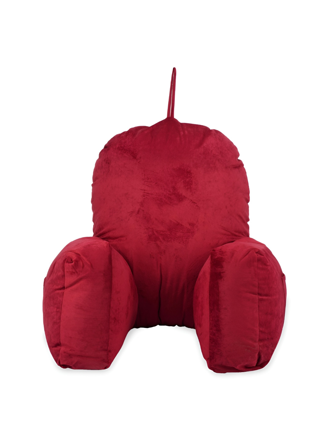 Dormyo Bear Hug Red Solid Faux Velvet Breathable Medium Fibre Therapedic Pillow-28 x 28 x 45.72 cm