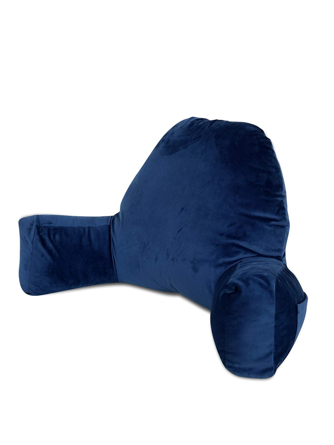 Dormyo Bear Hug Blue Solid Faux Velvet Breathable Medium Fibre Therapedic Pillow-28 x 28 x 45.72 cm