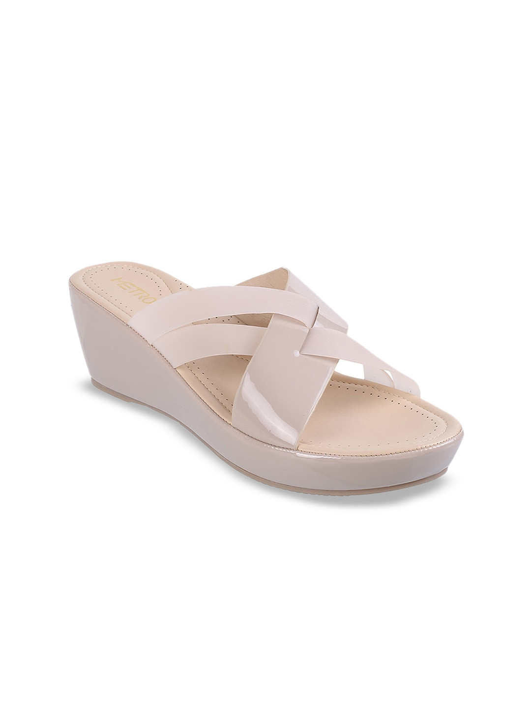 Metro Cross Strap Open Toe Wedges