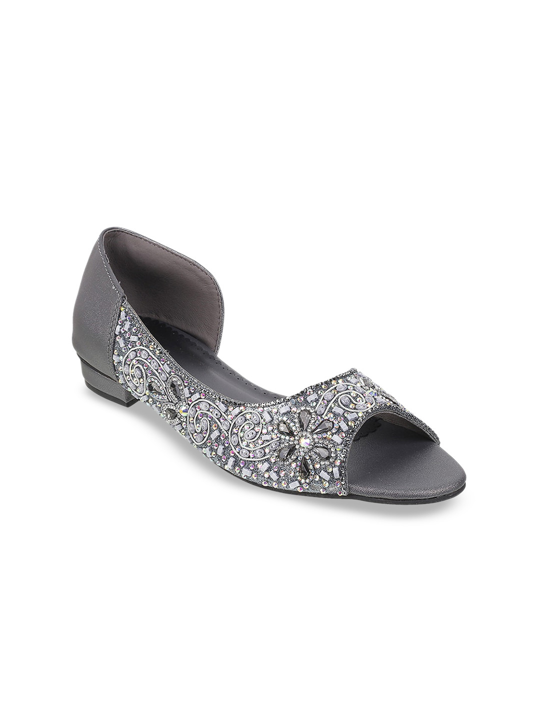 Metro Embellished Peep Toe Ballerinas