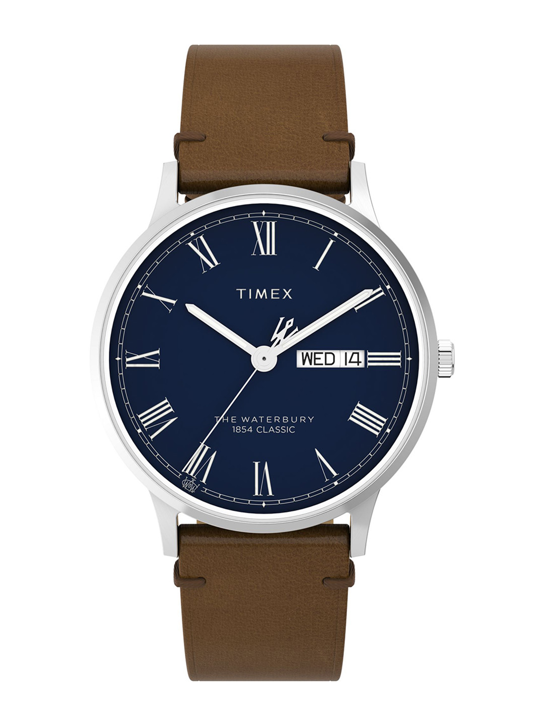 Timex Waterbury Men Blue Dial & Brown Leather Straps Analogue Watch TW2W14900UJ