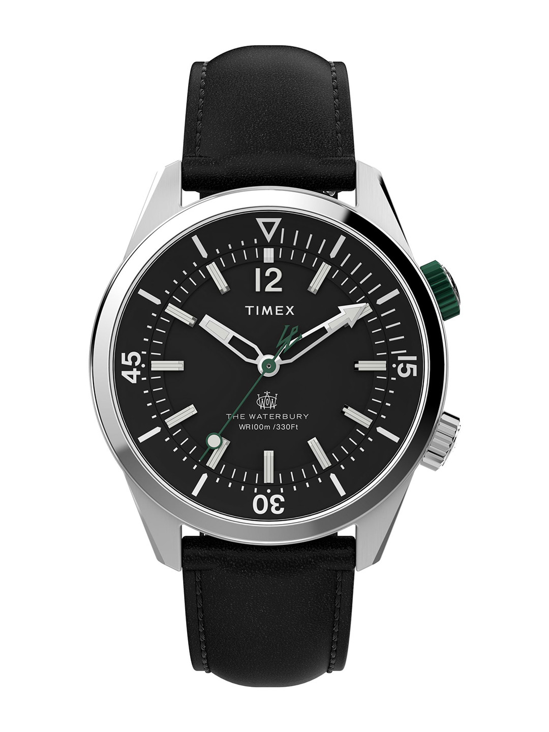 Timex Waterbury Men Black Dial & Black Leather Straps Analogue Watch TW2V49800UJ