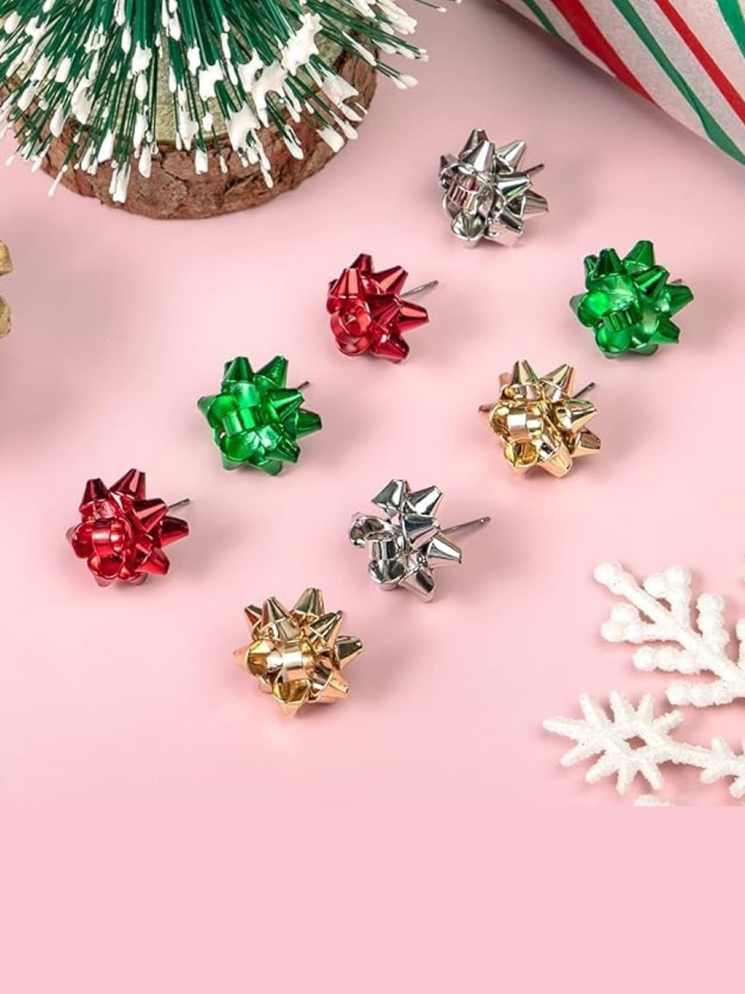 EL REGALO Set Of 4 Christmas Theme Contemporary Stud Earrings