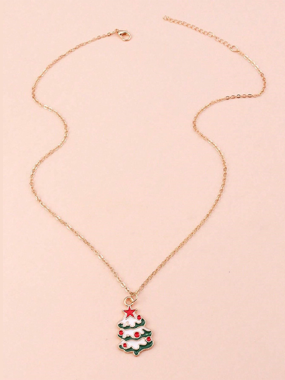 EL REGALO Enamelled Christmas Tree Pendant With Chain