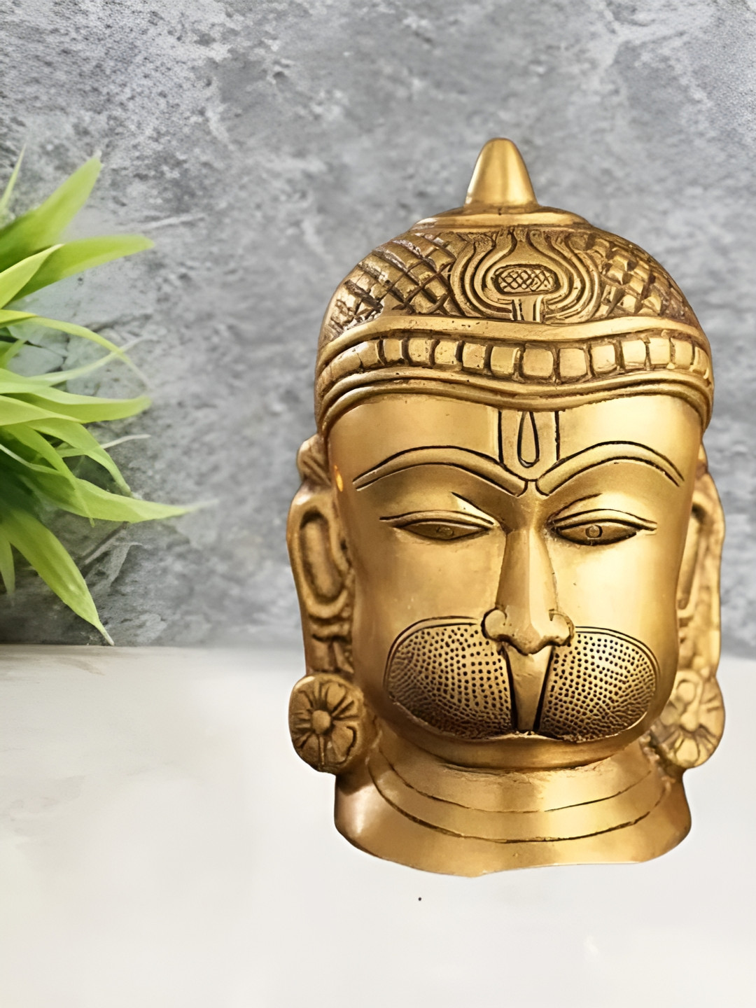 The Advitya Gold Toned Engraved Hanuman Brass Showpiece