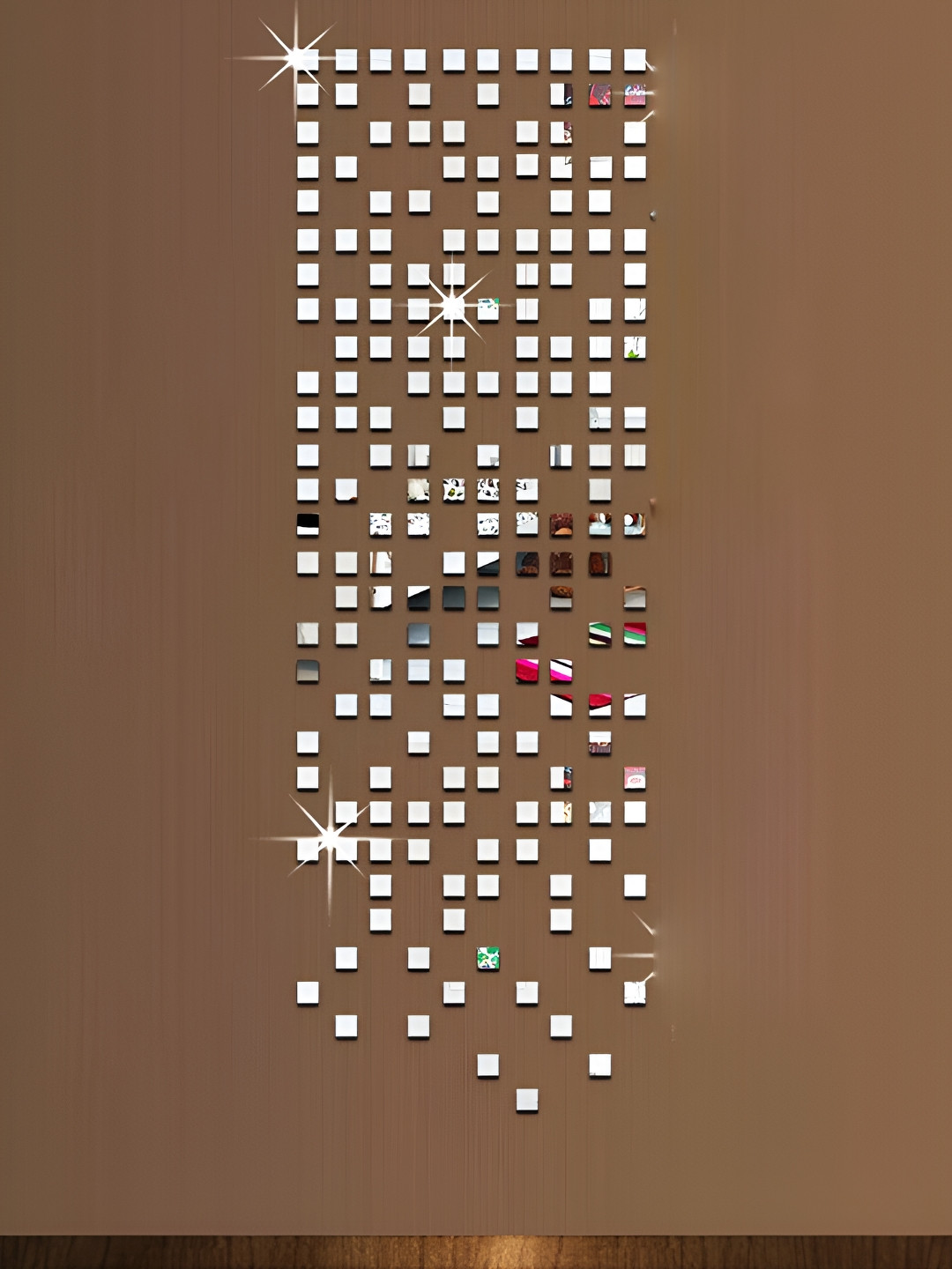 Wall1ders Silver Toned 200 Pieces Square Mirror Wall Stickers
